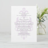 Invitation Mariage damassé subtil violet (Debout devant)