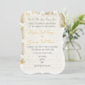 Invitation Mariage damassé traditionnelle en blanc et or (Debout devant)