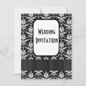 Invitation Mariage damassé traditionnelle en noir et blanc (Dos)