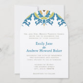 Invitation Mariage damassé turquoise Hazelnut Gree (Devant)