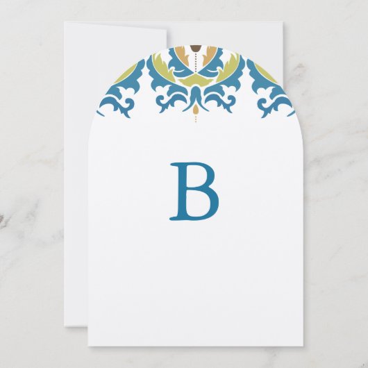 Invitation Mariage damassé turquoise Hazelnut Gree (Dos)