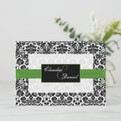 invitation mariage damassé vert citron (Debout devant)