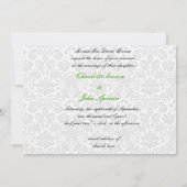 invitation mariage damassé vert citron (Dos)