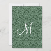 Invitation Mariage damassé verte et blanche noire (Dos)