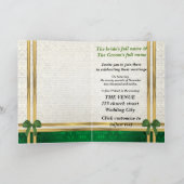 Invitation mariage damassé verte et crème (Intérieur)