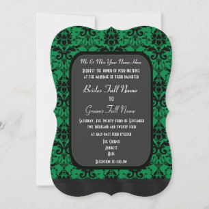 Invitation Mariage damassé verte et noire