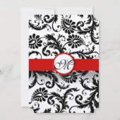 Invitation Mariage damassé victorienne rouge et no (Dos)