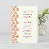 Invitation Mariage damassé Vintage (orange) (Debout devant)