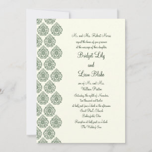 Invitation Mariage damassé Vintage (verte)