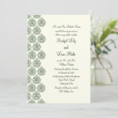 Invitation Mariage damassé Vintage (verte) (Debout devant)