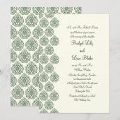 Invitation Mariage damassé Vintage (verte) (Devant / Derrière)