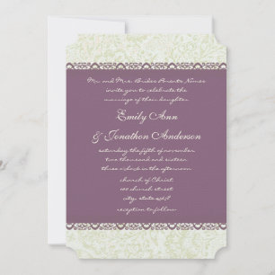 Invitation Mariage damassé Vintage violet radiant