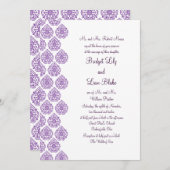Invitation mariage damassé (violet) (Devant / Derrière)
