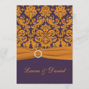 INVITATION Mariage damassé violet orange violet IM