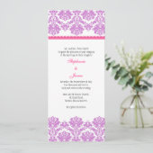 Invitation Mariage damassé violet rose (Debout devant)