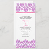 Invitation Mariage damassé violet rose (Devant / Derrière)