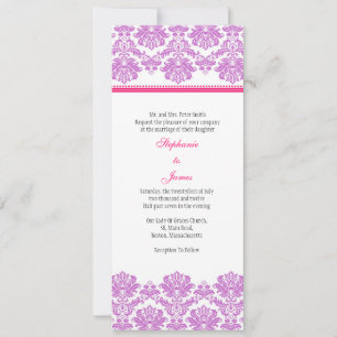 Invitation Mariage damassé violet rose