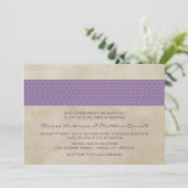 Invitation Mariage damassé violet rustique (Debout devant)