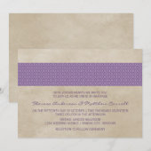 Invitation Mariage damassé violet rustique (Devant / Derrière)