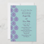 Invitation Mariage damassé violet/turquoise (Devant)