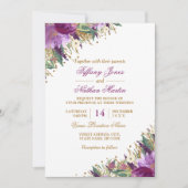 Invitation Mariage d'Améthyste à l'aquarelle florale (Devant)
