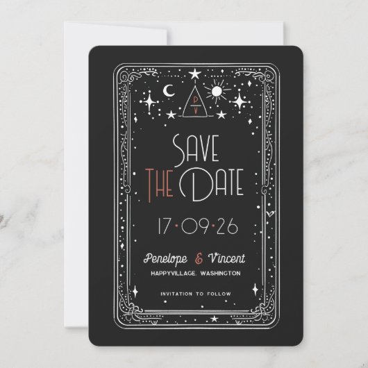 Invitation Mariage d'amour céleste Enregistrer la date (Devant)