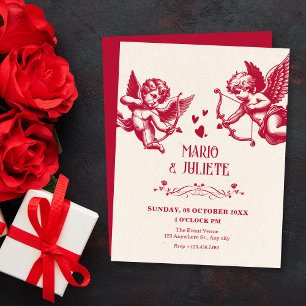 Invitation Mariage d'amour cupide de style vintage 