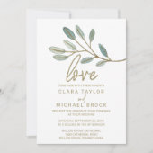 Invitation Mariage d'amour de l'Eucalyptus veiné or (Devant)