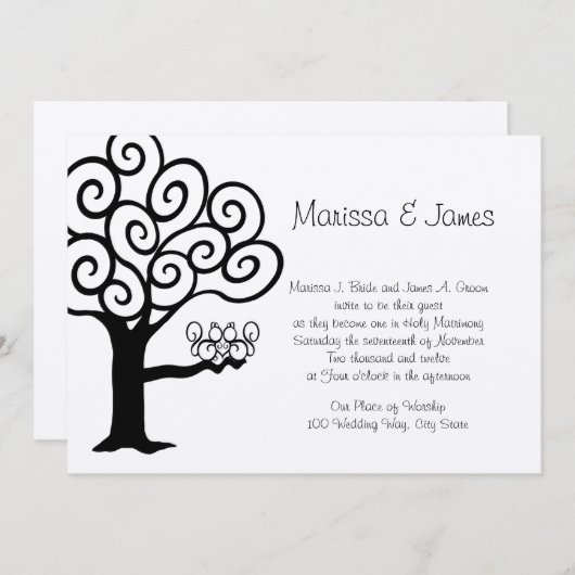 Invitation Mariage d'amour des écureuils (Devant / Derrière)