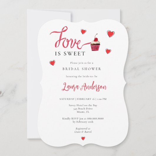 Invitation Mariage d'Amour Douce Fête Prénuptiale (Devant)