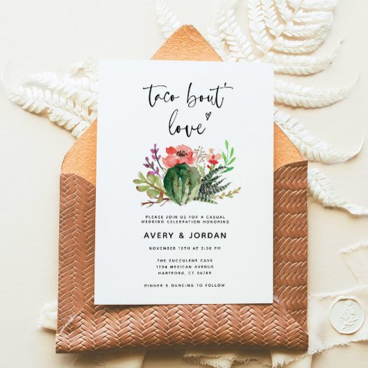 Invitation Mariage d'amour moderne Cactus Taco Bout