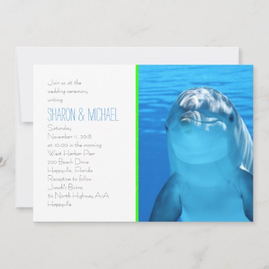 Invitation Mariage d'amour pour le dauphin sous-marin (Devant)