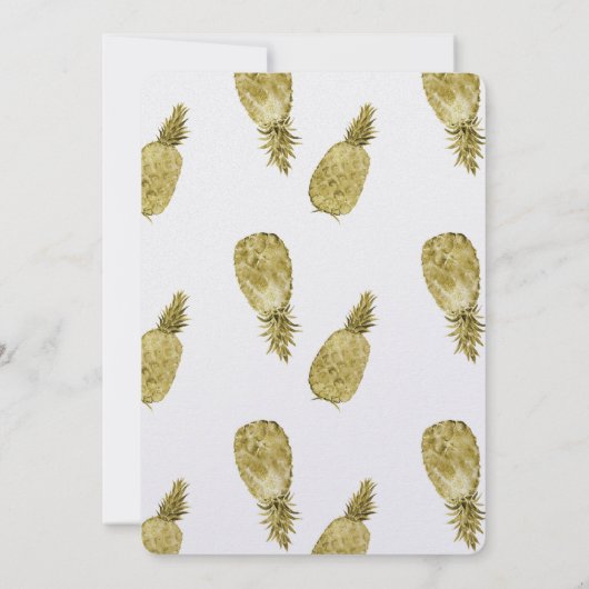 Invitation Mariage d'ananas à aquarelle or (Dos)
