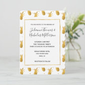 Invitation Mariage d'ananas et de points d'or (Debout devant)