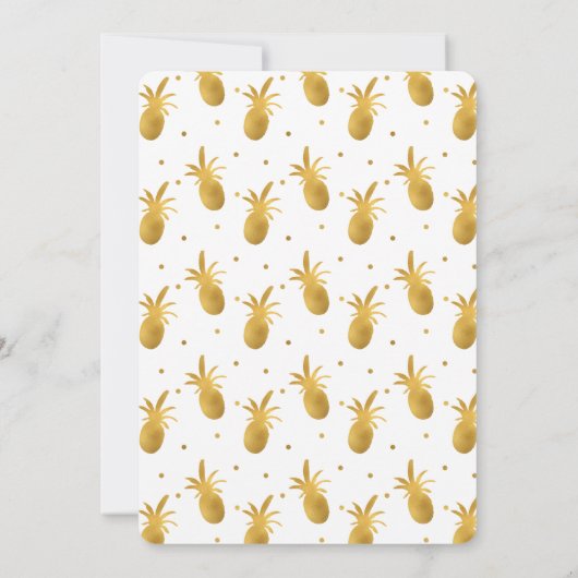 Invitation Mariage d'ananas et de points d'or (Dos)