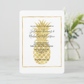 Invitation Mariage d'ananas Glitzy Gold (Debout devant)