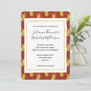 Invitation Mariage d'ananas Red Spice Gold