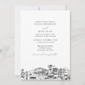 Invitation Mariage d'ancrage noir et blanc Skyline moderne (Devant)