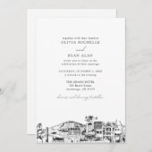 Invitation Mariage d'ancrage noir et blanc Skyline moderne (Devant / Derrière)