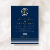 Invitation Mariage d'Ancre bleu et or marine