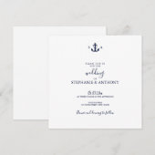 Invitation Mariage d'Ancre bleu marine Monogram (Devant / Derrière)