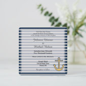 Invitation Mariage d'Ancre de la Marine Blue Stripes (Debout devant)