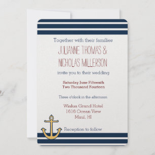 Invitation Mariage d'Ancre de la marine nautique