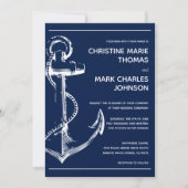 Invitation Mariage d'Ancre de navire blanc marine (Devant)