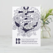 Invitation Mariage d'Ancres nautiques (Debout devant)