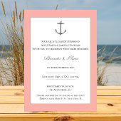 Invitation Mariage d'Ancres nautiques simple | Corail