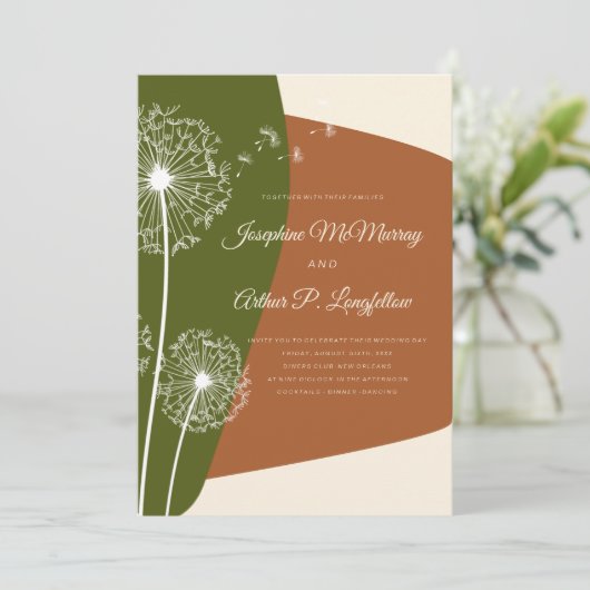 Invitation Mariage Dandelion moderne (Debout devant)