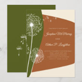 Invitation Mariage Dandelion moderne (Devant / Derrière)