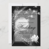 Invitation Mariage Dandelion noir et blanc (Devant)