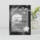 Invitation Mariage Dandelion noir et blanc (Debout devant)